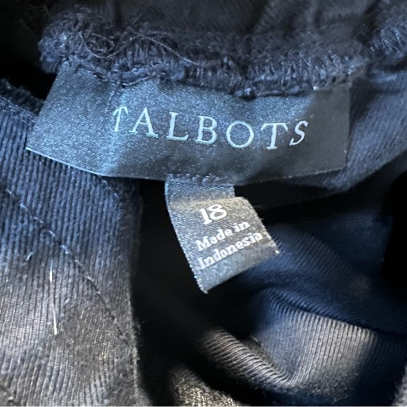 Talbots Elastic Drawstring Waist Cropped Pants-Cotton Blend-Black-Size 18 - Picture 9 of 10